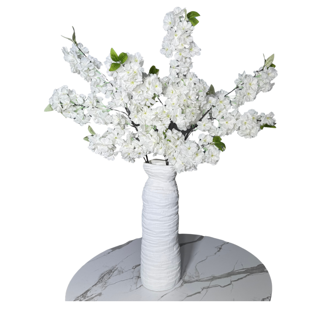 Sienna White Cream Silk Cherry Blossom Flower Set of 3 Branches Pack 40'' Inches
