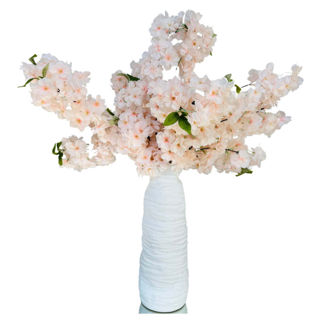 Sienna Cream Nude Blush Silk Cherry Blossom Flower 3 Branches Pack 40'' Inches Spring