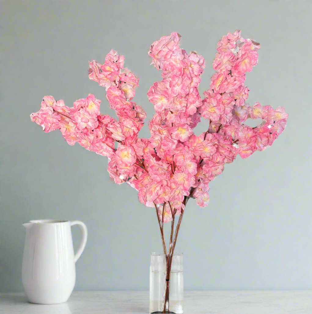 Mila Pink Silk Cherry Blossom Set of 3 Branches  36'' Wedding, Party, Event, Japan's National Flower