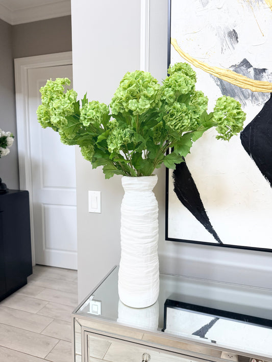Evie Faux Green Hydrangea Spray, 30” Green Artificial Flower Stems Set of 3 Realistic Silk Floral Decor