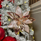 Elegant Rose Gold  Poinsettia with Crystals and Glitter 12'' Set of 2