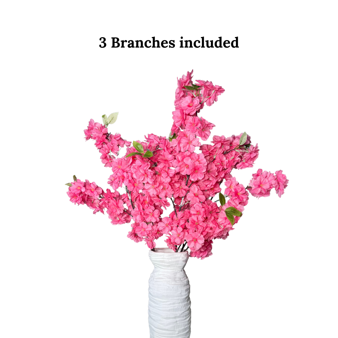 Sienna Hot Pink Silk Cherry Blossom Flower 3 Branches Pack 40'' Inches