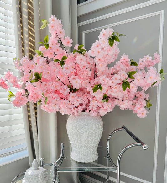 Sienna Pink Silk Cherry Blossom Flower 3 Branches Pack 40'' Inches