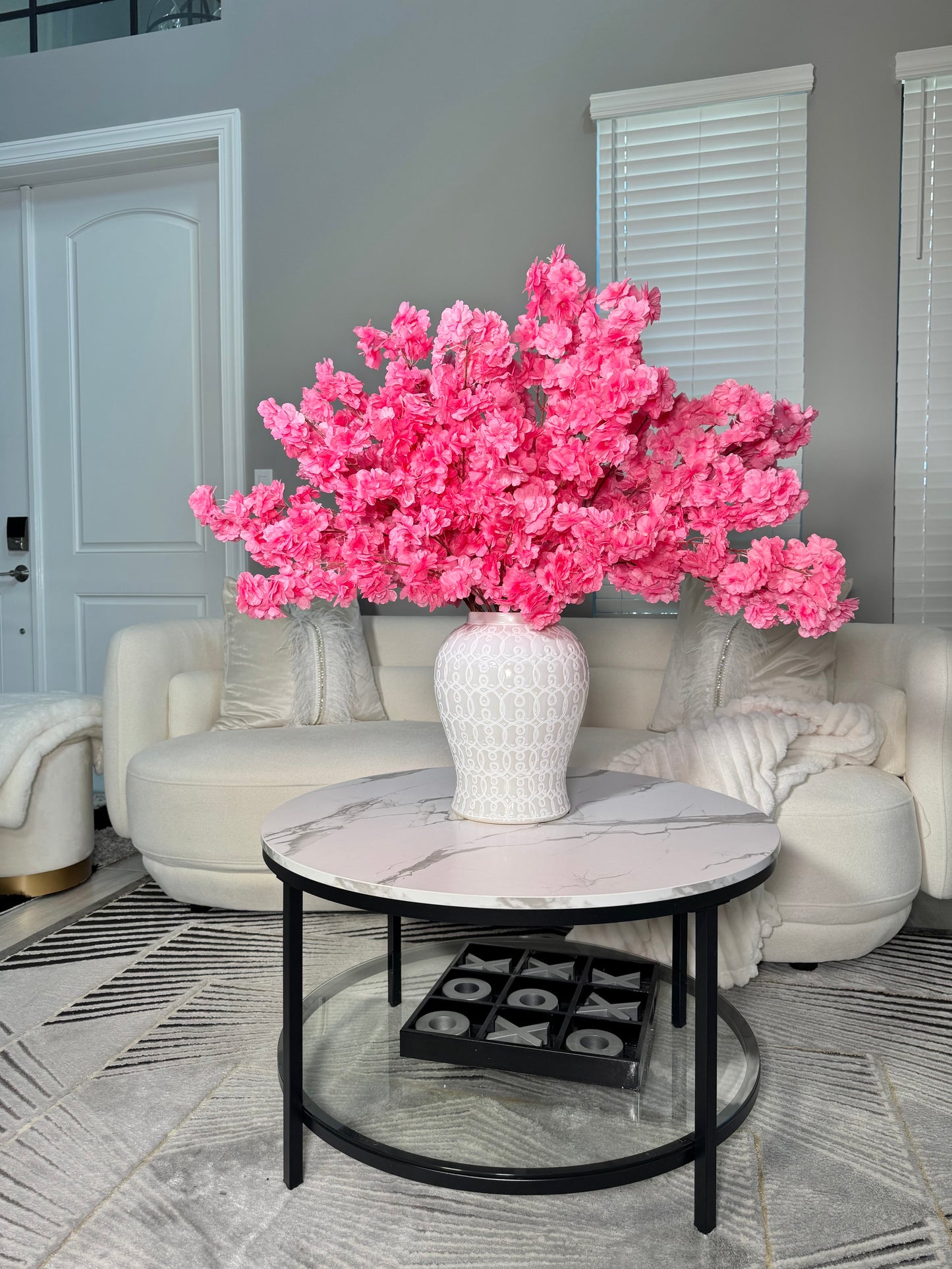 Mila Hot Pink Silk Cherry Blossom Set of 3 Branches 36'' Wedding, Party, Event