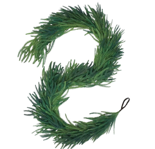 Norfolk Pine garland

artificial Christmas garland

9ft Christmas garland

real feel Christmas garland

non-lit Christmas garland

PE garland

luxury artificial garland

stair garland Christmas

mantel garland

natural look garland