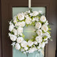Zoey White Green Faux Peony Flower Wreath  23" All Season Indoor Outdoor