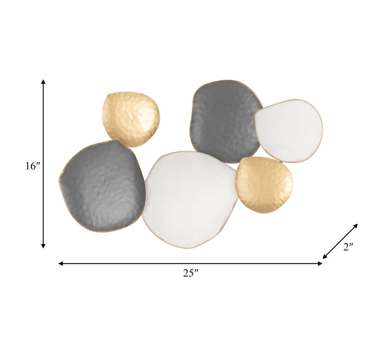 White Gold and Grey Metal Modern Wall Decor 25"
