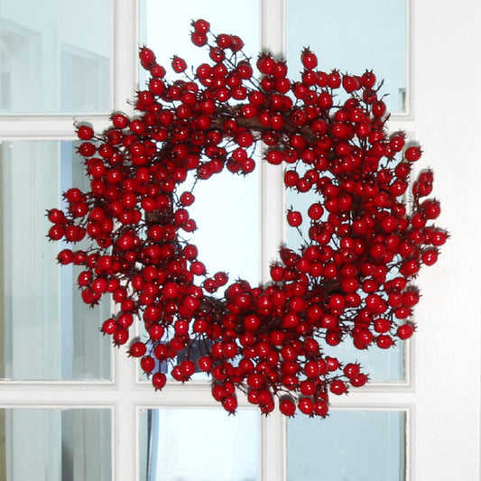 Faux Red Berry Wreath Christmas Holiday Winter Decor