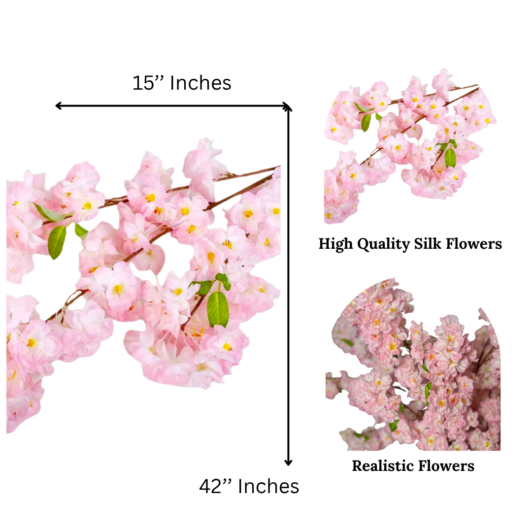 42 inch faux flower stems

cherry blossom branches for home staging

elegant pink office decor

everlasting spring blossoms

ready-made floral arrangement

no maintenance flower branches

forever blooming cherry blossoms

never wilt cherry blossoms

bendable flower stems

easy to arrange silk flowers