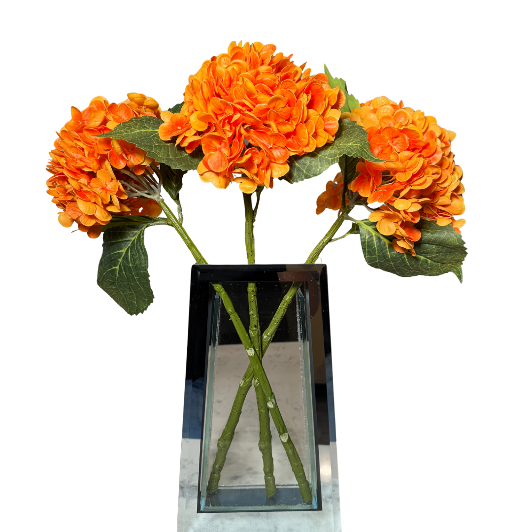 Ariane Orange Artificial Hydrangea Flowers Realistic Silk Blooms for Home Decor, Centerpieces & Arrangements Fall