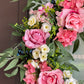 Lyla Pink Rose Green Beech Door Wreath  24" All Season Indoor Outdoor