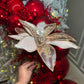 Elegant Rose Gold  Poinsettia with Crystals and Glitter 12'' Set of 2