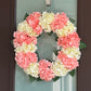 artificial flower ring

faux hydrangea flower wreath

silk floral door wreath

spring wreath gift idea

pink flower wreath for her

housewarming gift wreath

wreath for spring celebration

wreath for baby shower

pink cream wedding decor wreath

peach white floral gift wreath