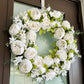Zoey White Green Faux Peony Flower Wreath  23" All Season Indoor Outdoor