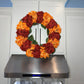 Capri Fall Autumn Hydrangea Wreath Orange Burgundy Red Artificial Flowers 23'' Halloween Seasonal Decor