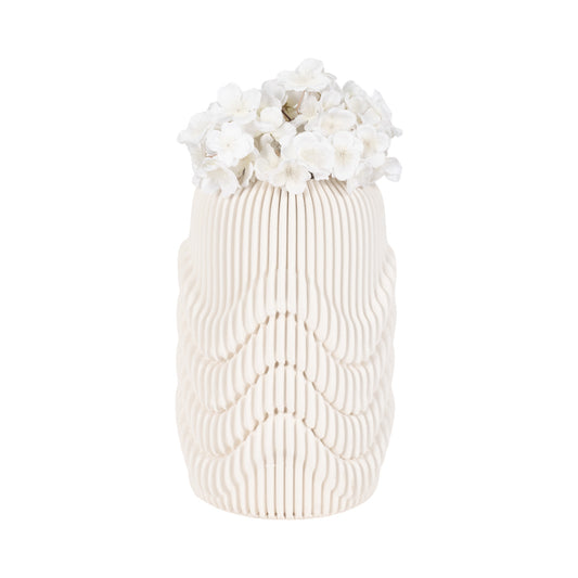 14" PROVIDENCE 3D PRINTED VASE, IVORY/BEIGE