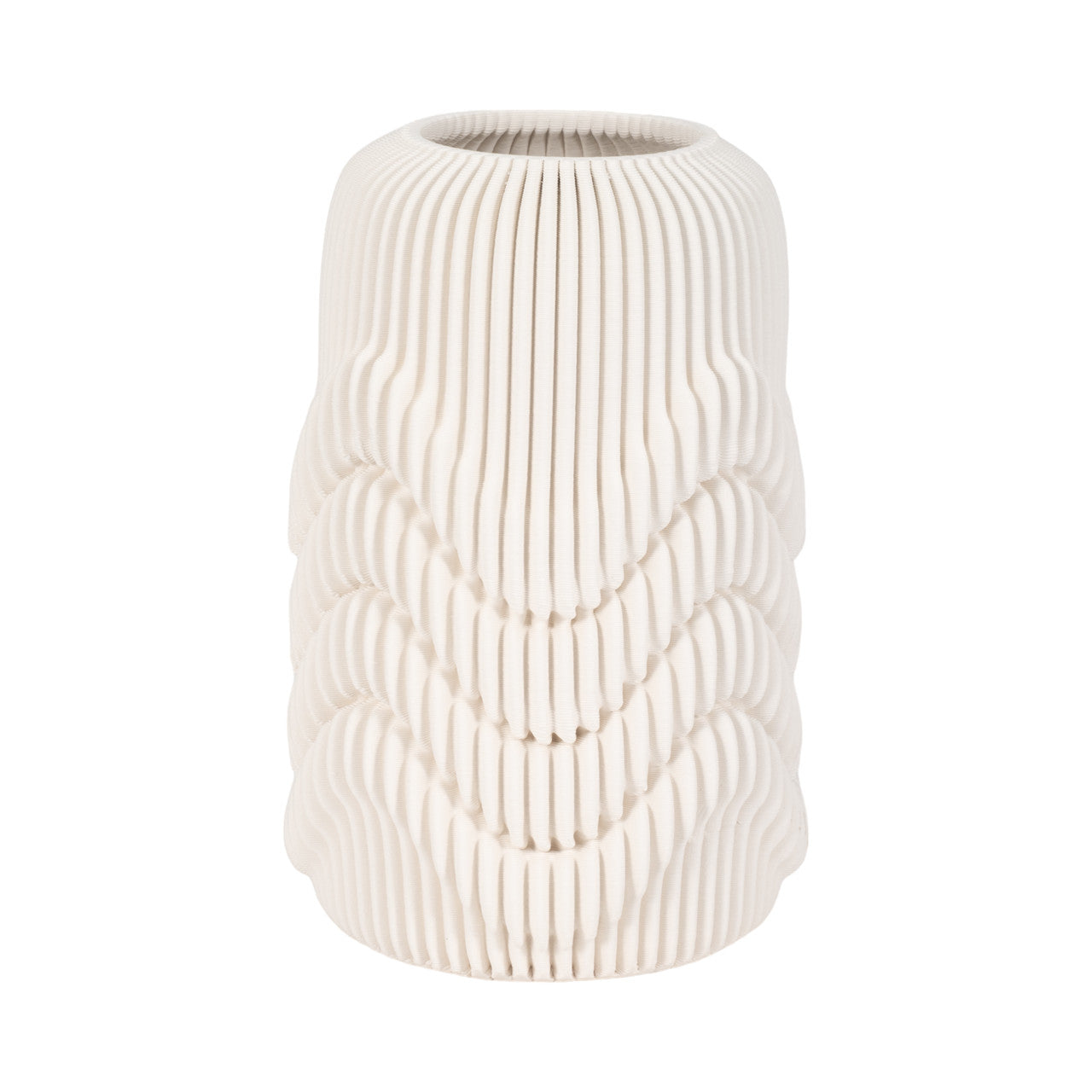 14" PROVIDENCE 3D PRINTED VASE, IVORY/BEIGE