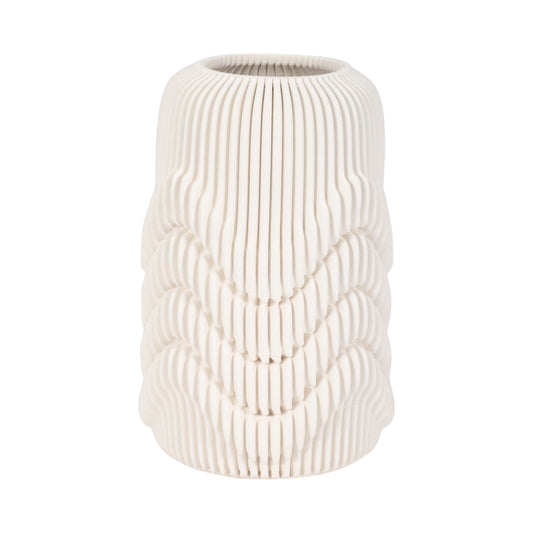 14" PROVIDENCE 3D PRINTED VASE, IVORY/BEIGE