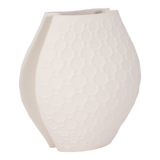 16" ELPHANTINE 3D PRINTED VASE, IVORY/BEIGE