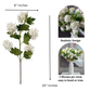 Evie Faux Snowball Hydrangea Spray, 30” White Artificial Flower Stems Set of 3 Realistic Silk Floral Decor