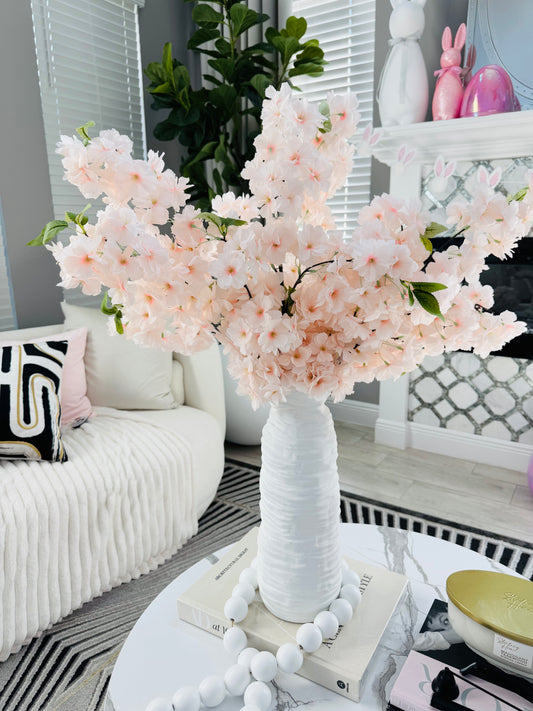 Sienna Cream Nude Blush Silk Cherry Blossom Flower 3 Branches Pack 40'' Inches Spring