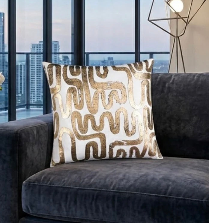 Ivory Gold Velvet Pillow