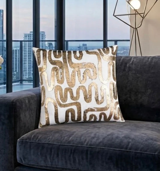 Ivory Gold Velvet Pillow