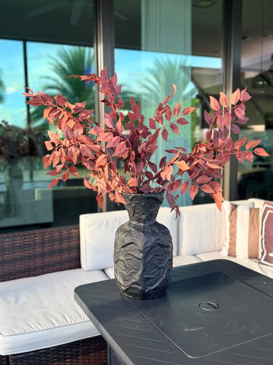 Autumn Faux Leaf Branches 3-Pack 36" Red & Burgundy Silk Fall Stems for Vase