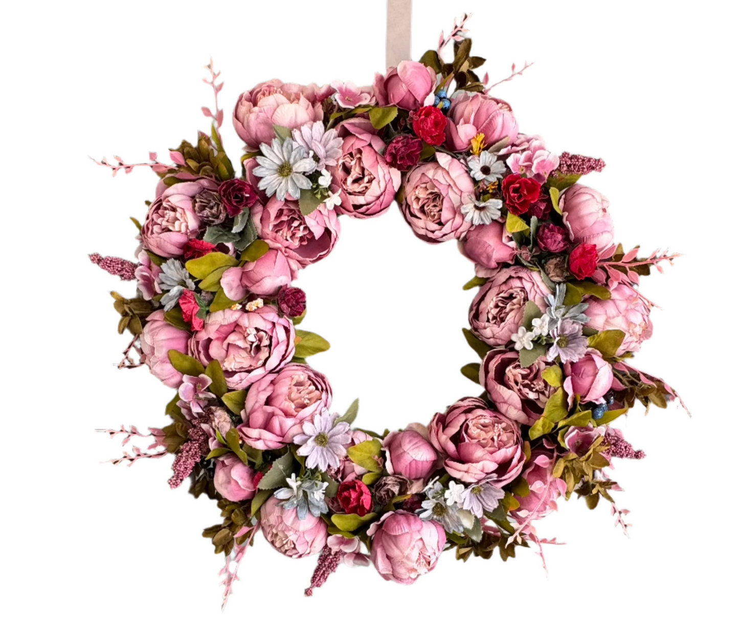 Zoey Light Purple Faux Peony Flower Wreath  23" All Season Indoor Outdoor Decor