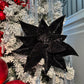 Elegant Black Velvet Glitter Poinsettia Flower 14'' set of 3 Christmas Flower