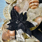 Elegant Black Velvet Glitter Poinsettia Flower 14'' set of 3 Christmas Flower