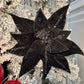 Elegant Black Velvet Glitter Poinsettia Flower 14'' set of 3 Christmas Flower