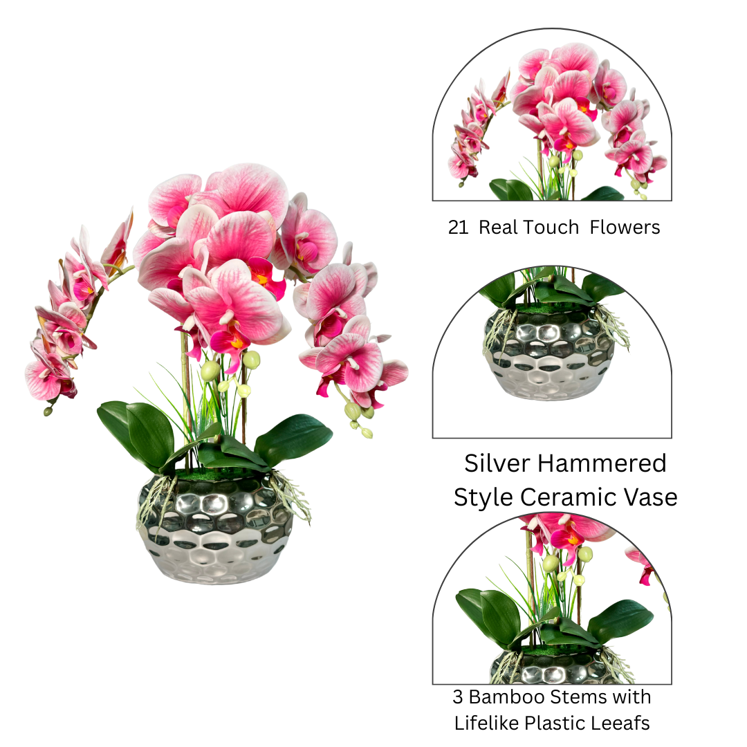 Realistic Orchid Flowers for Home

Pink White Orchid Vase Centerpiece

Elegant Orchid Arrangement

Faux Pink White Orchids

Orchid Floral Arrangement in Silver Vase

Artificial Pink Orchid Centerpiece

White Pink Orchid Indoor Arrangement

Orchid Flower Arrangement for Weddings

High-End Orchid Arrangement in Vase

Beveled Silver Vase with Orchids