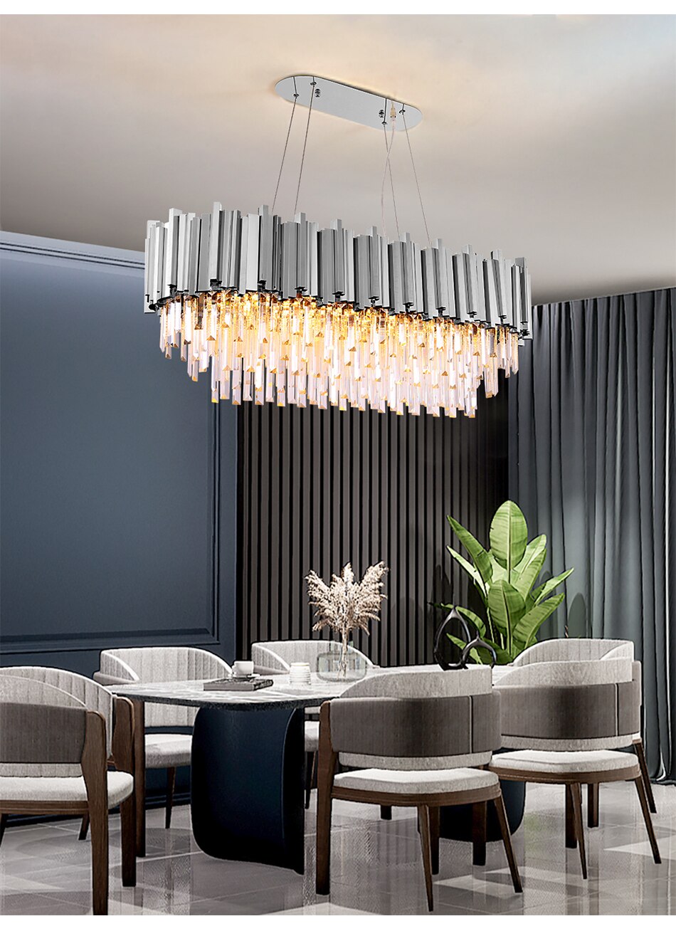 Dante Modern Rectangular Crystal Chandelier