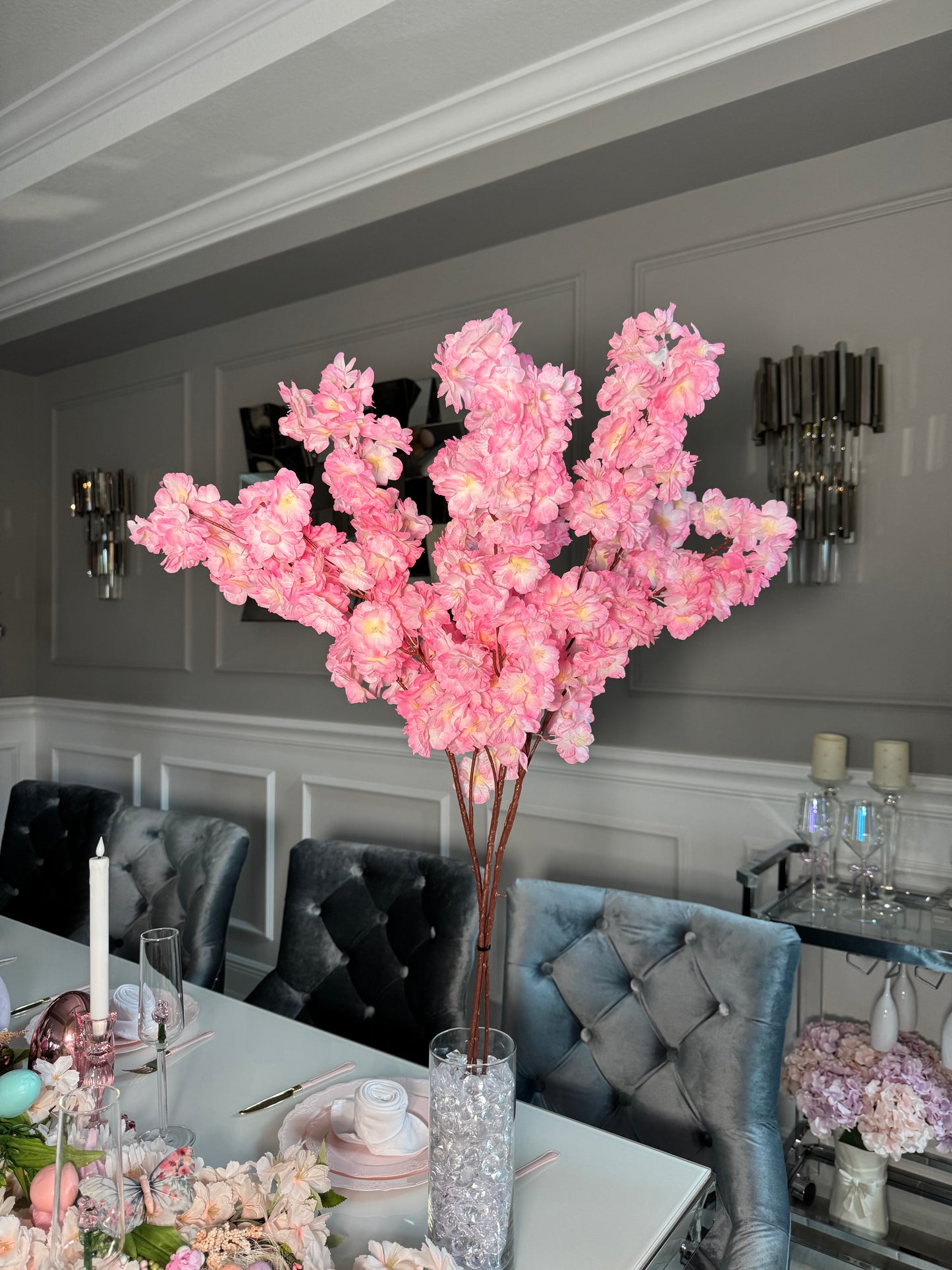 Mila Pink Silk Cherry Blossom Set of 3 Branches  36'' Wedding, Party, Event, Japan's National Flower