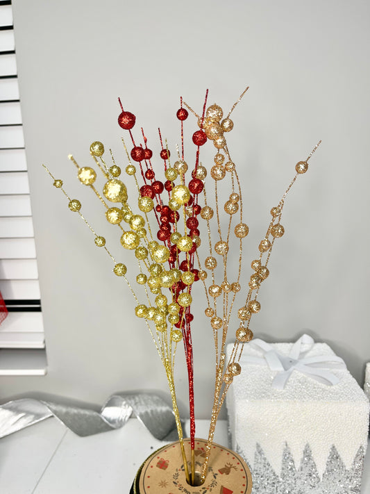 Glittered Floral Stem/ Pick Spray Set of 3