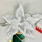 White and Silver Poinsettia Christmas Artificial Stems