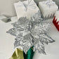 Silver Grey Glittered Velvet Poinsettia Flower Christmas Pick Set of 3