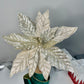 Champagne Glittered Poinsettia Christmas Flower Stem Spray 13'' Set of 3