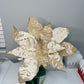 Large Champagne Velvet Glittered Poinsettia Christmas Flower