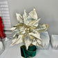Metallic Champagne Pearl Poinsettia Christmas Stem Spray 13''