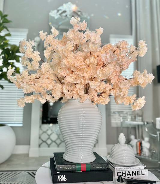 Mila Blush Faux Silk Cherry Blossom Branches Set of 3 Blush Flowers 36'' Fall Decor