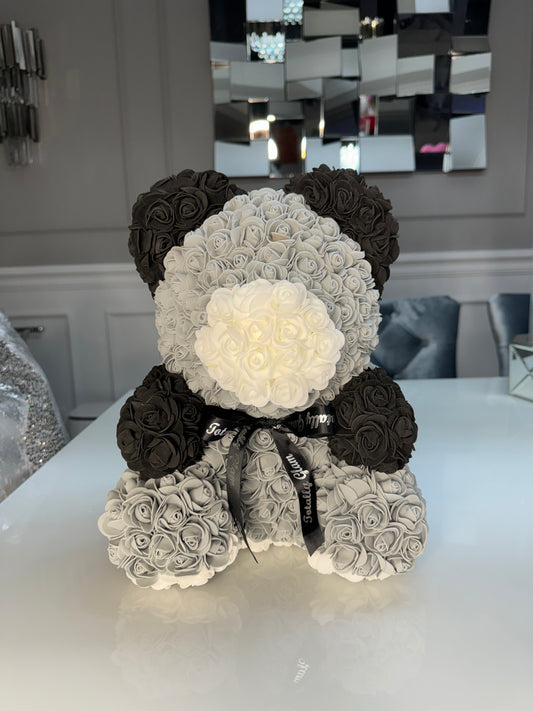 Totally Glam Large Rose Bear Rainbow Gradient Black White Grey panda bear