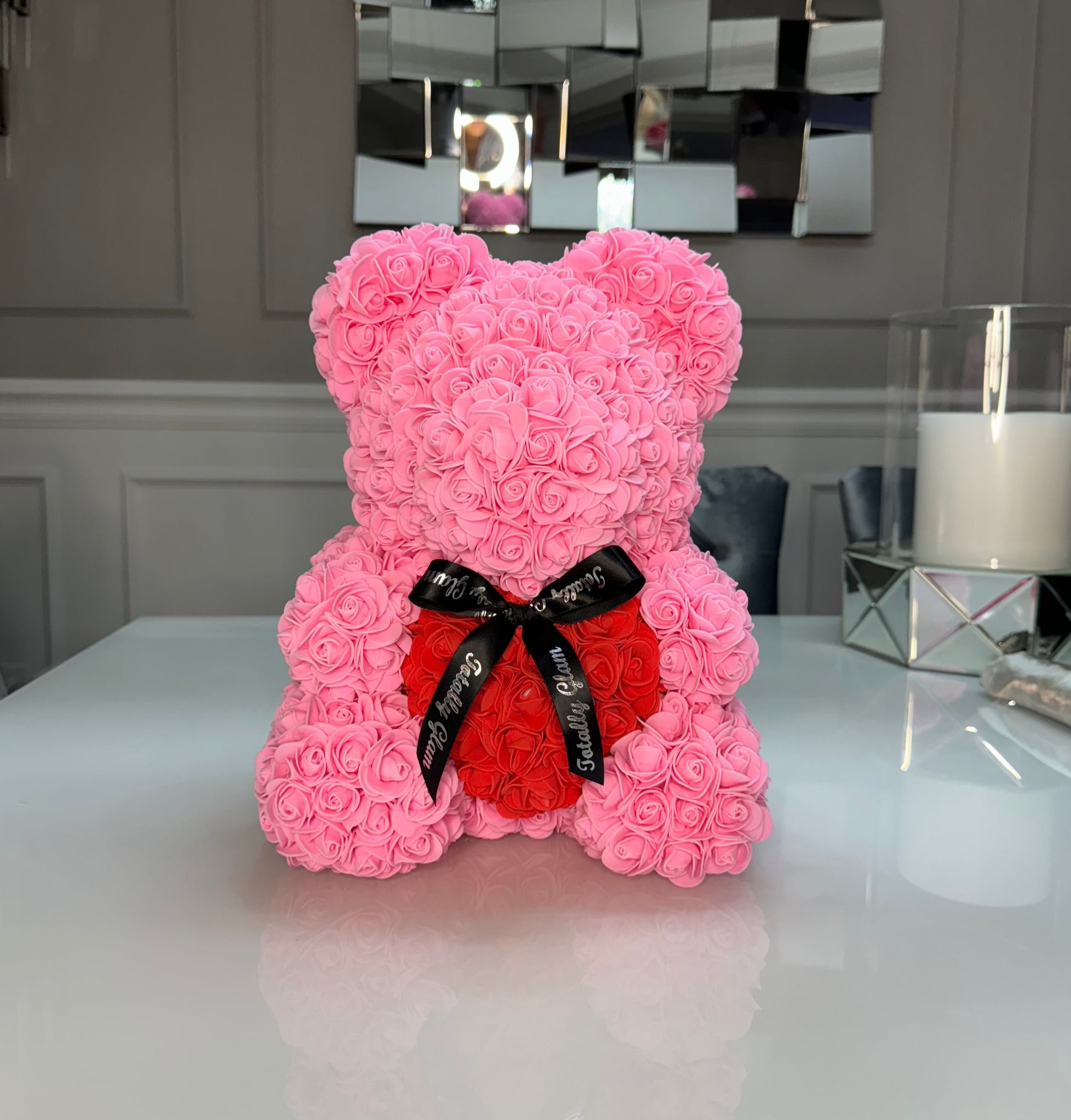 pink rose teddy bear