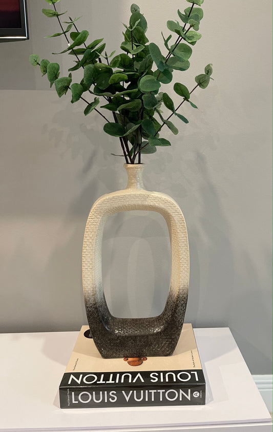 Modern Cut Out Vase Beige and Black