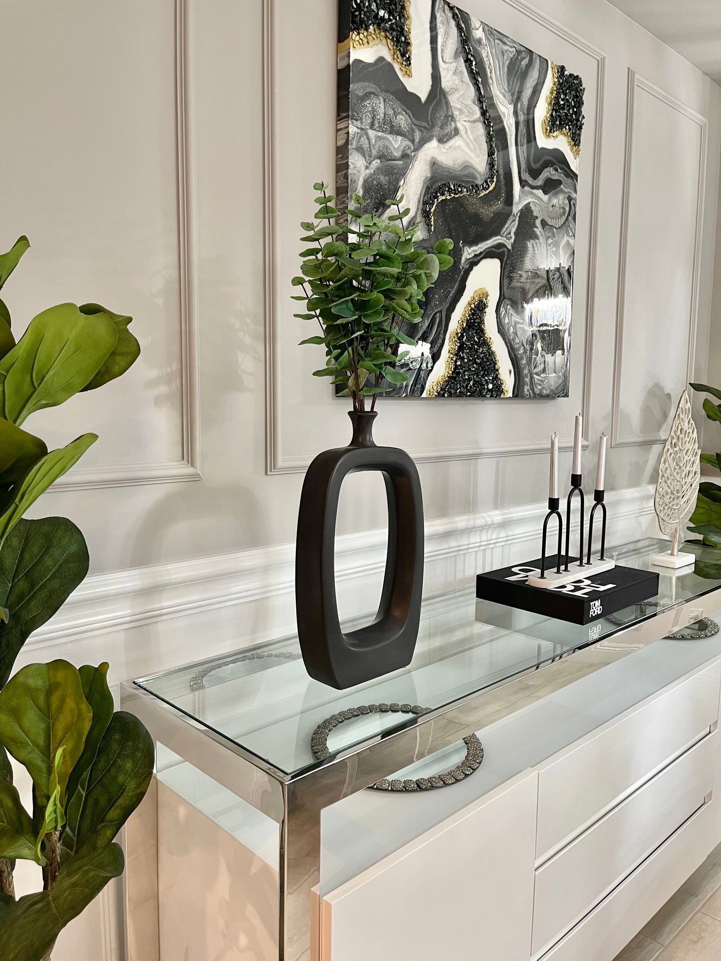 Modern Black Cut Out Vase