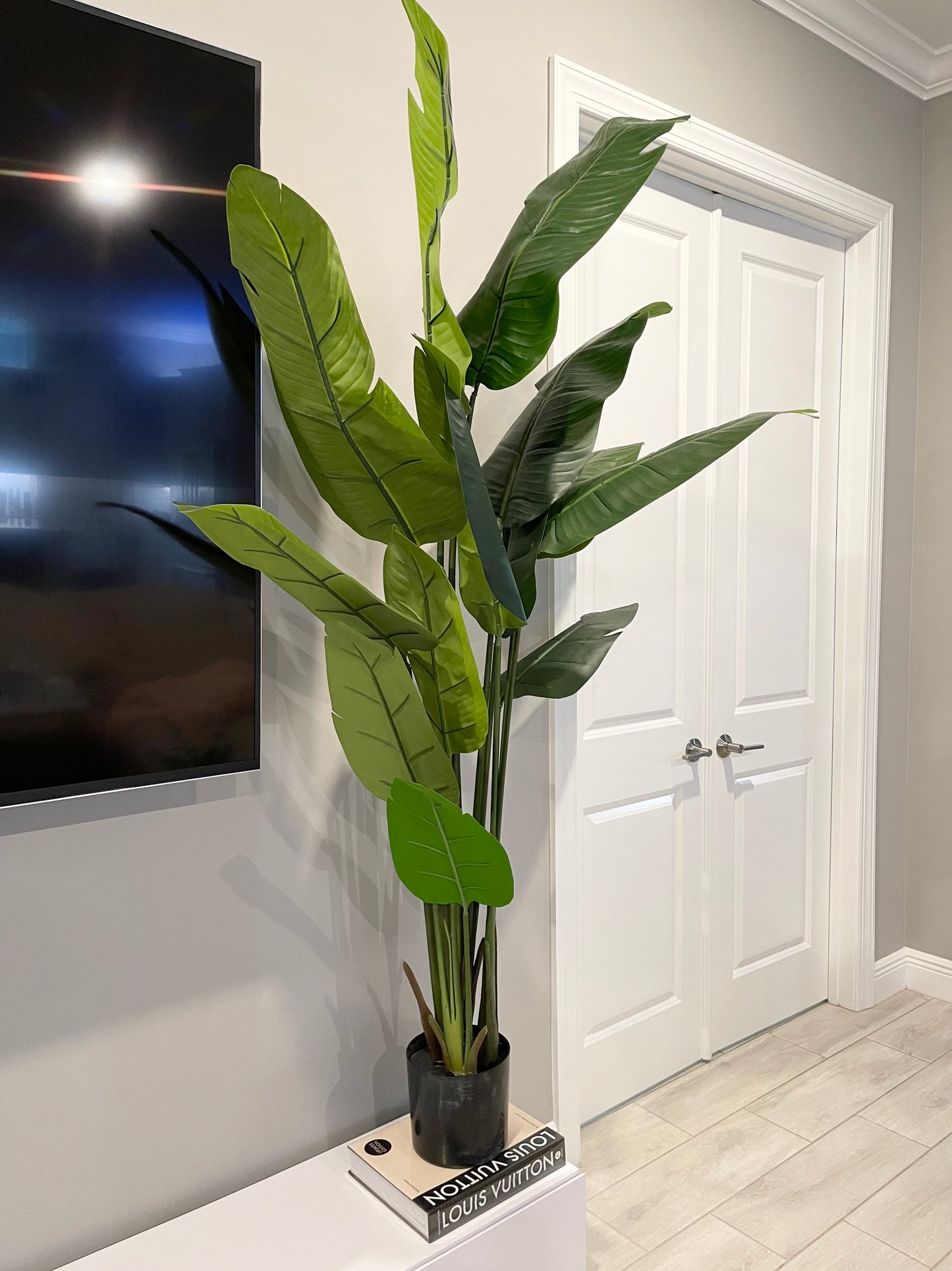 Artificial Bird of Paradise Faux Palm Tree Plant, 7ft Lifelike