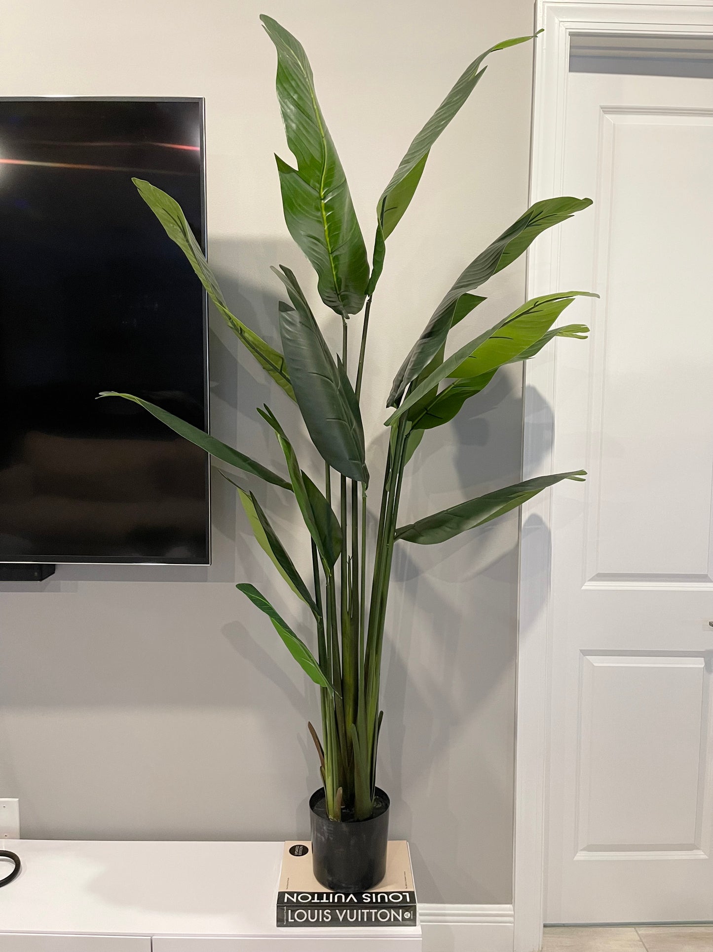 Artificial Bird of Paradise Faux Palm Tree Plant, 7ft Lifelike