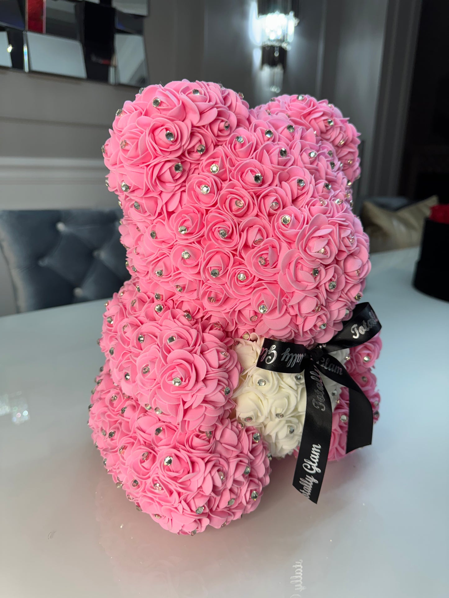 Ollie Totally Glam Diamond Rose Bear Rhinestone Flowers Mother's day gift