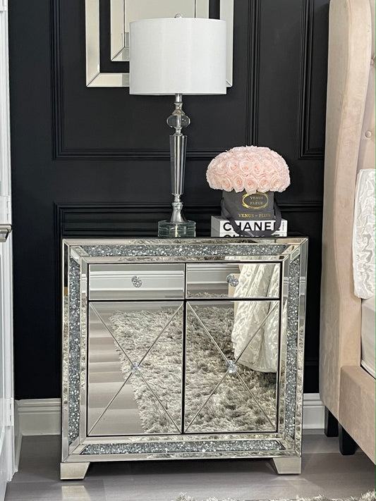 Noralie Mirrored & Faux Diamonds Accent Table